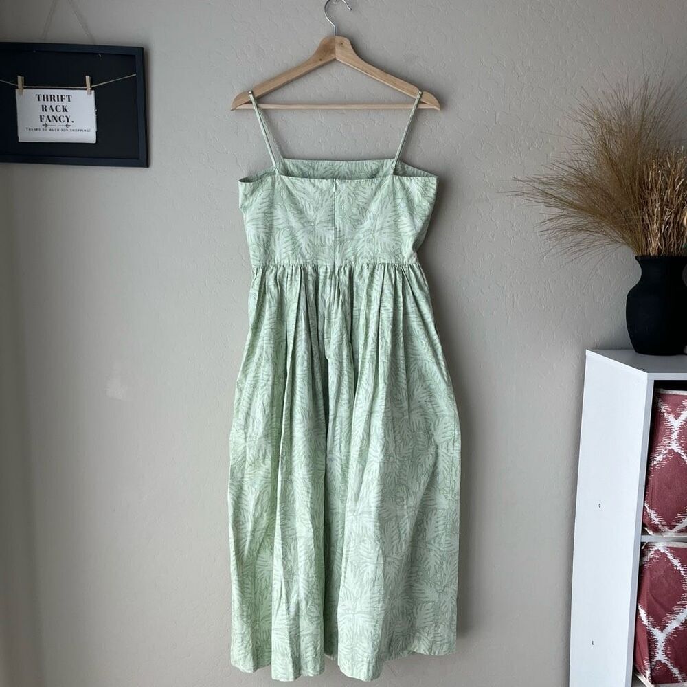 Coco Shop Nicole Dress Breadfruit Sage Green Cotton Sleeveless Maxi Dress Size M - Picture 8 of 12